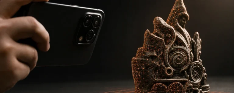 Telefon snima fizički predmet za 3D skeniranje fotogrametrijom telefonom
