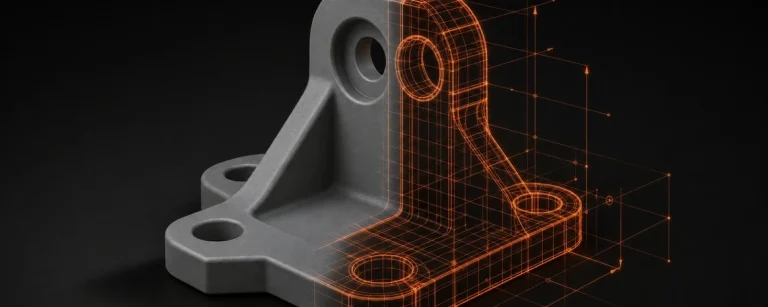 CAD žičani model (wireframe) koji prelazi u čvrsto telo, simbol parametarskog CAD modelovanja za 3D štampu