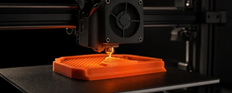 FDM 3D štampač u toku štampanja, izbliza prikaz nanošenja sloja filamenta, 3D štampanje u radionici 3Dimenzije